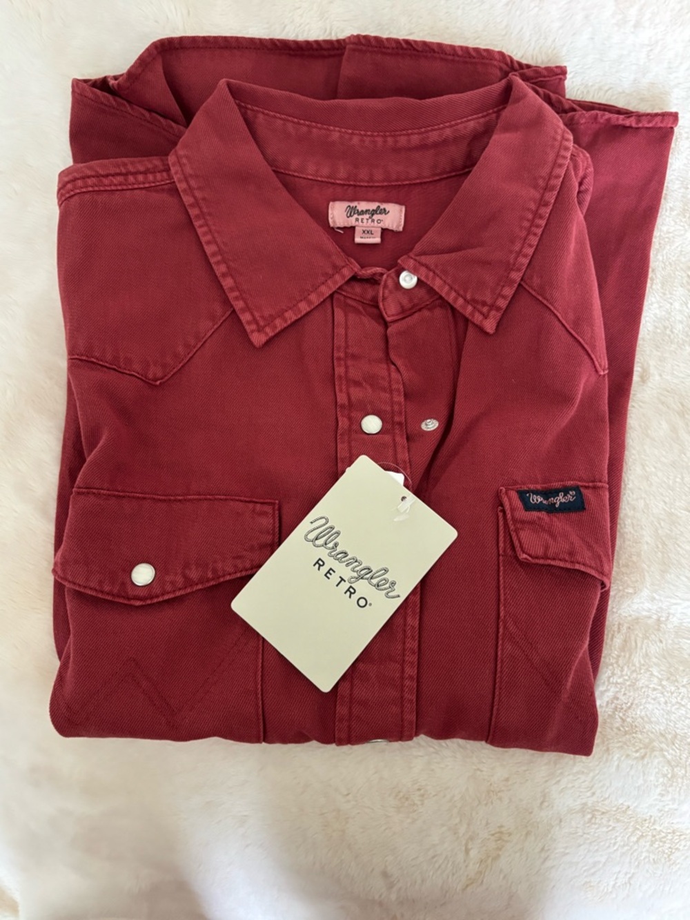 Wrangler Rust Retro Snap-Front Denim Western long Sleeve Shirt